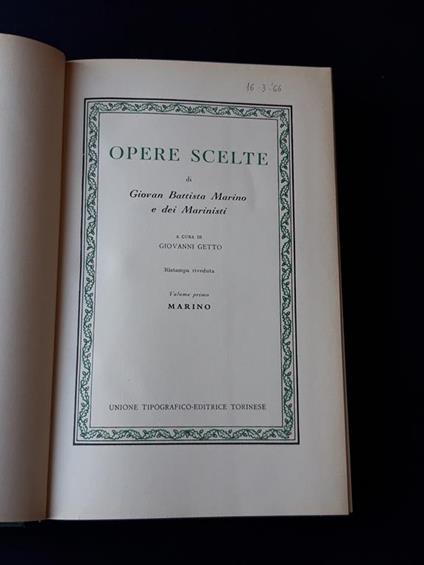 Opere scelte. UTET. 1962 - I. Classici UTET - Giovan Battista Marino - copertina