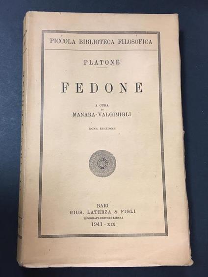 Fedone. Laterza. 1940 - Platone - copertina