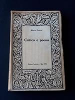 Critica e poesia. Laterza. 1956-I. Dedica dell'autore