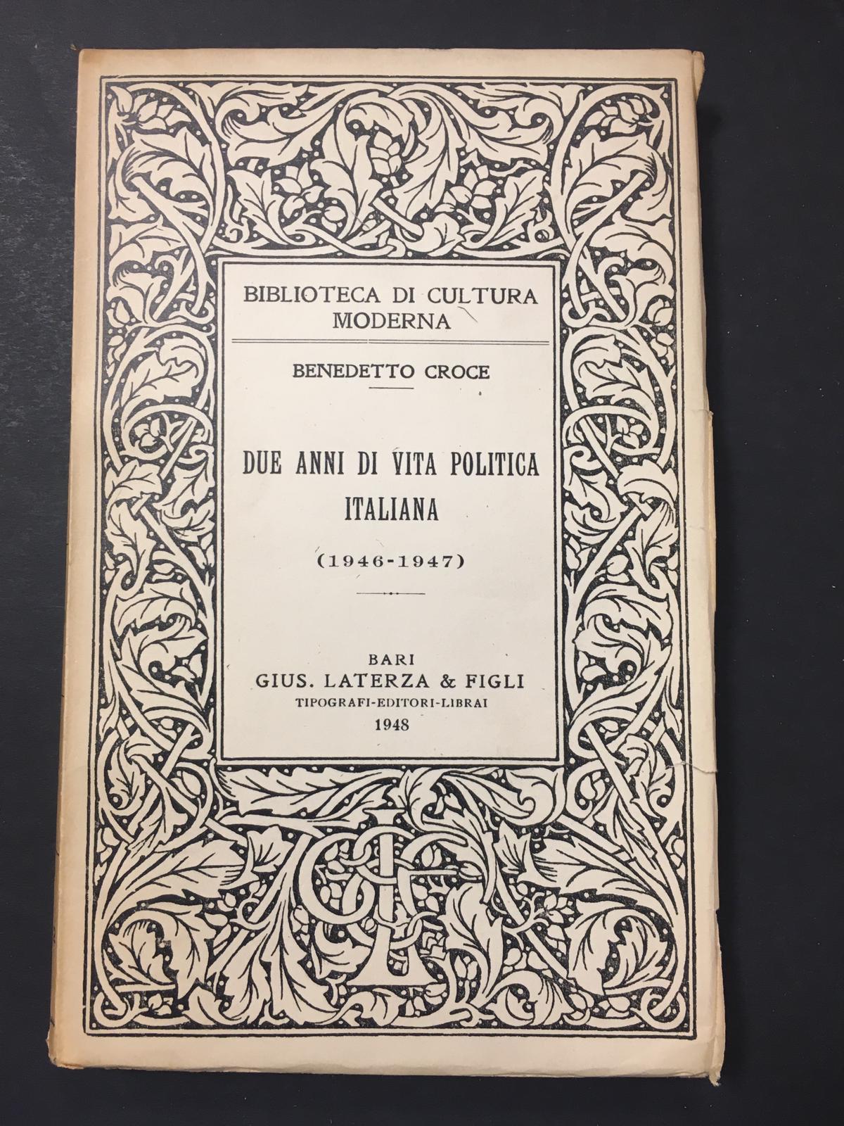 Due anni di vita politica italiana. Laterza. 1948