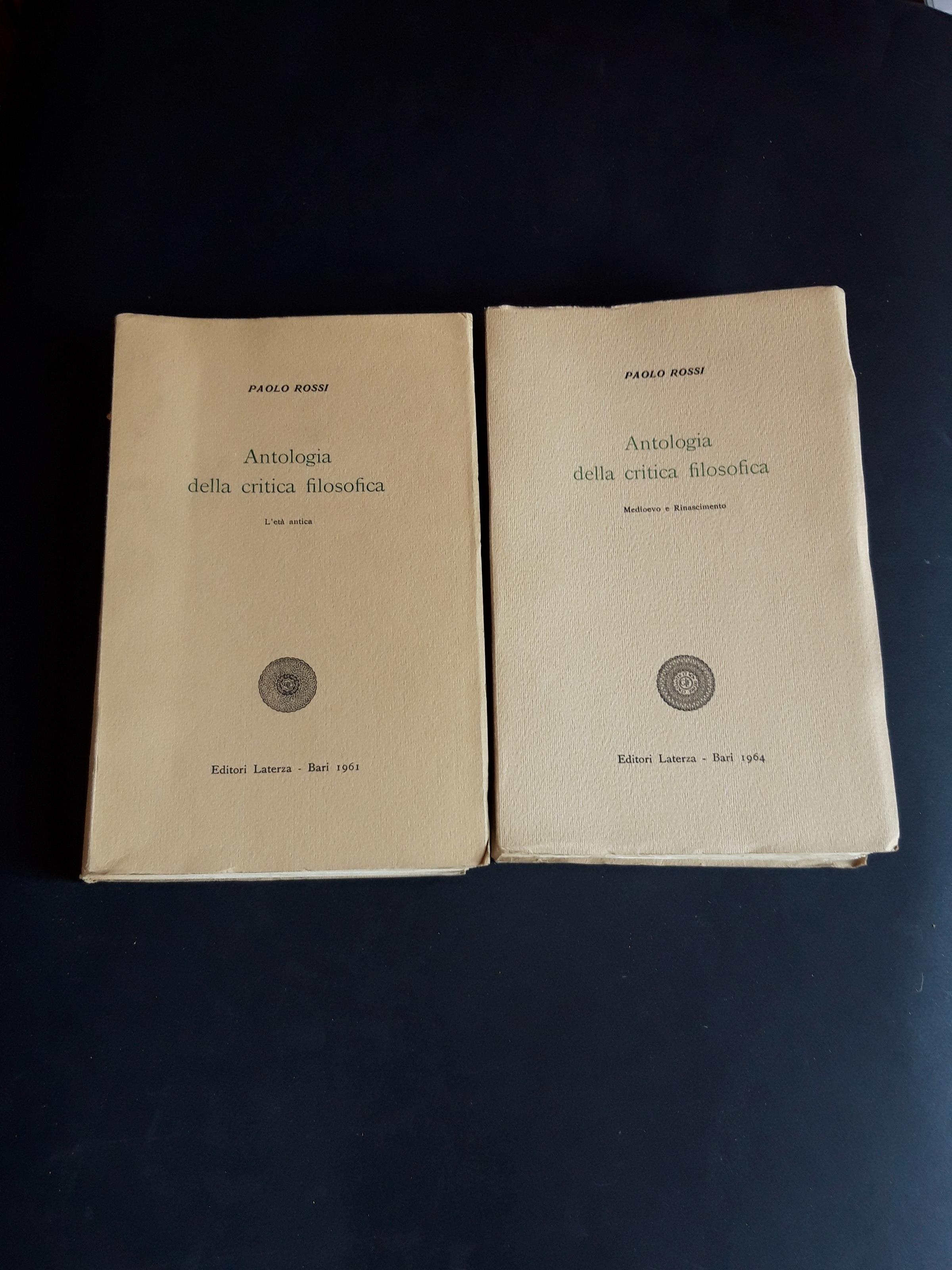 Antologia della critica filosofica. Laterza. 1961 - I. 2 voll