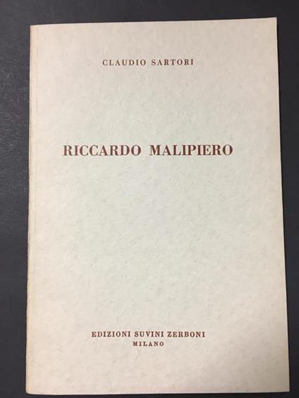 Riccardo Malipiero. Edizioni Suvini Zerboni. 1957 - Claudio Sartori - copertina
