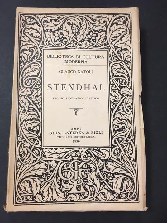 Stendhal. Laterza. 1936 - Glauco Natoli - copertina