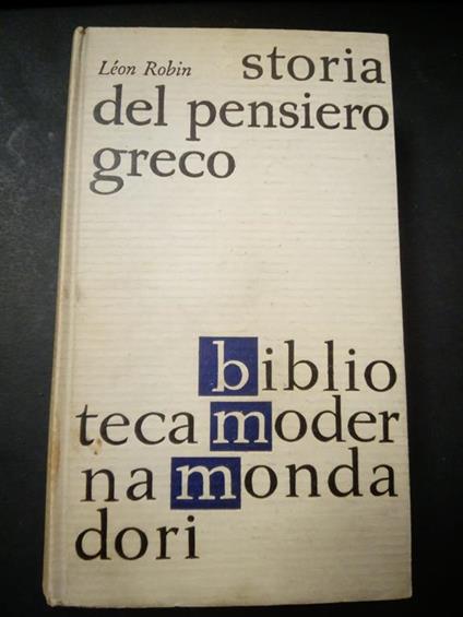 Storia del pensiero greco. 1962-I - Robin Long - copertina