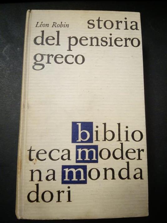 Storia del pensiero greco. 1962-I - Robin Long - copertina