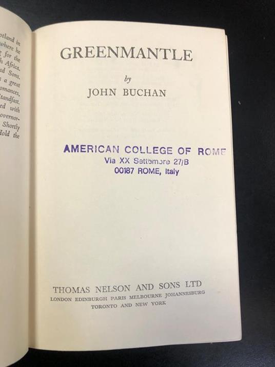 Greenmantle. Nelson 1916 - John Buchan - copertina