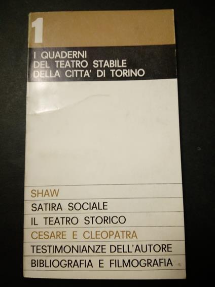 I quaderni del teatro stabile della città di Torino n.1. Edizioni del teatro stabile. 1964 - copertina