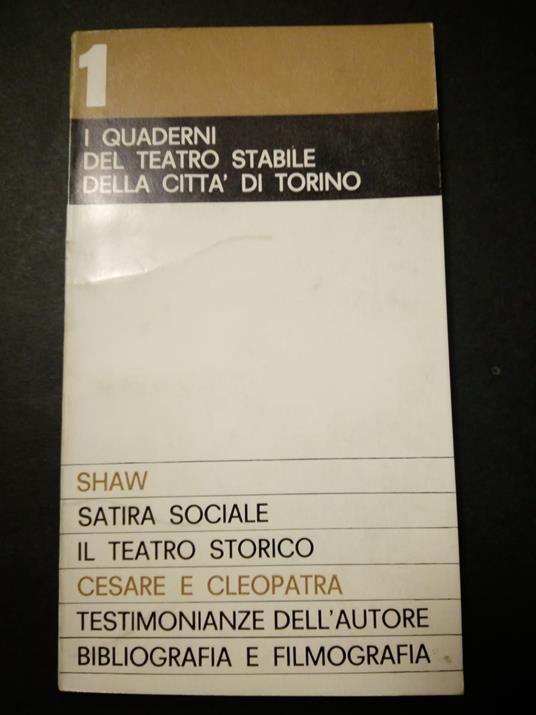 I quaderni del teatro stabile della città di Torino n.1. Edizioni del teatro stabile. 1964 - copertina