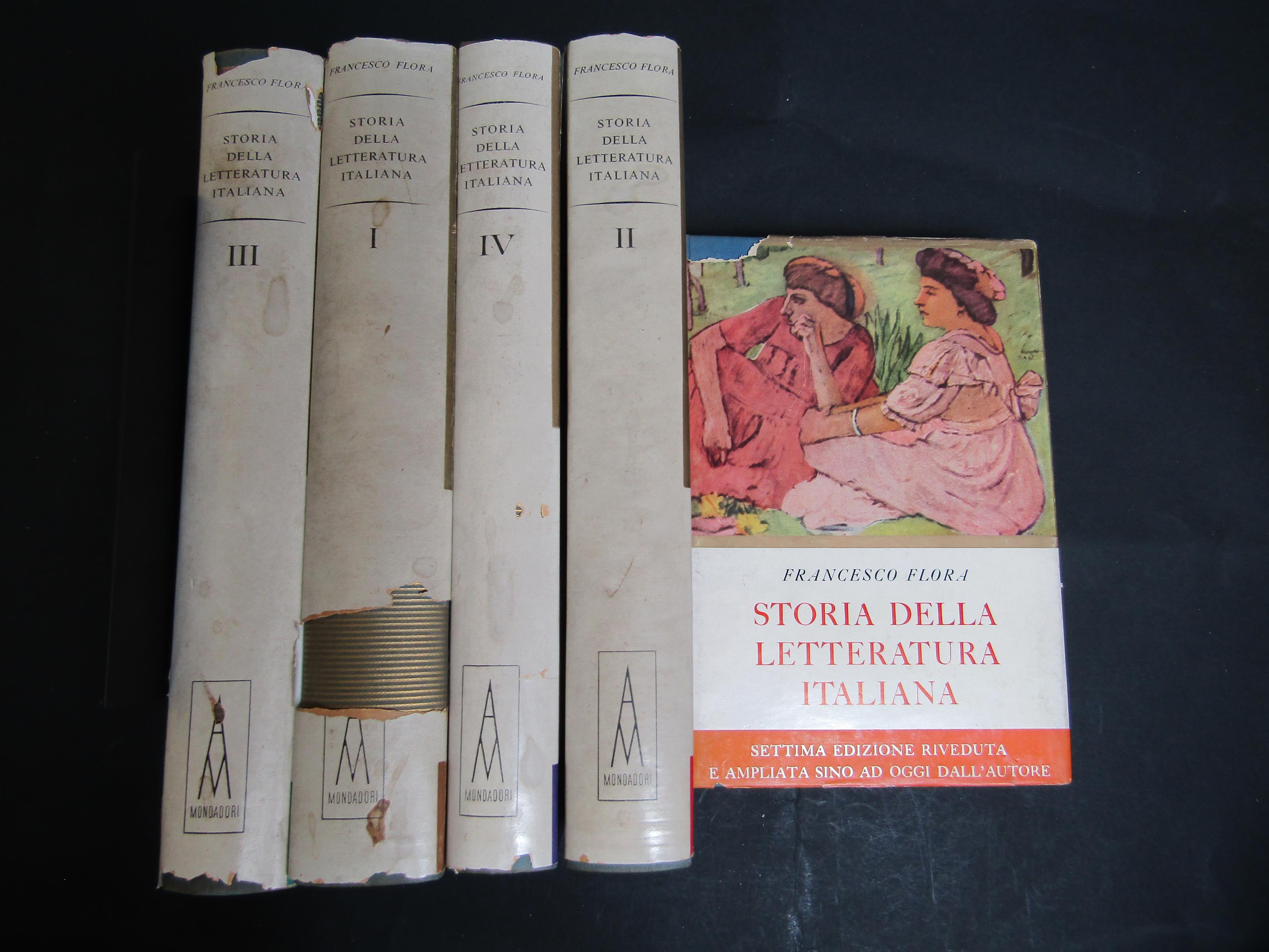 Flora Francesco. Storia della letteratura italiana. 5 Volumi. Mondadori. 1952-1953