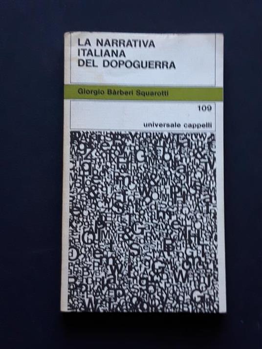 Barberi Squarotti Giorgio, La narrativa italiana del dopoguerra, Cappelli editore, 1975 - Giorgio Bàrberi Squarotti - copertina