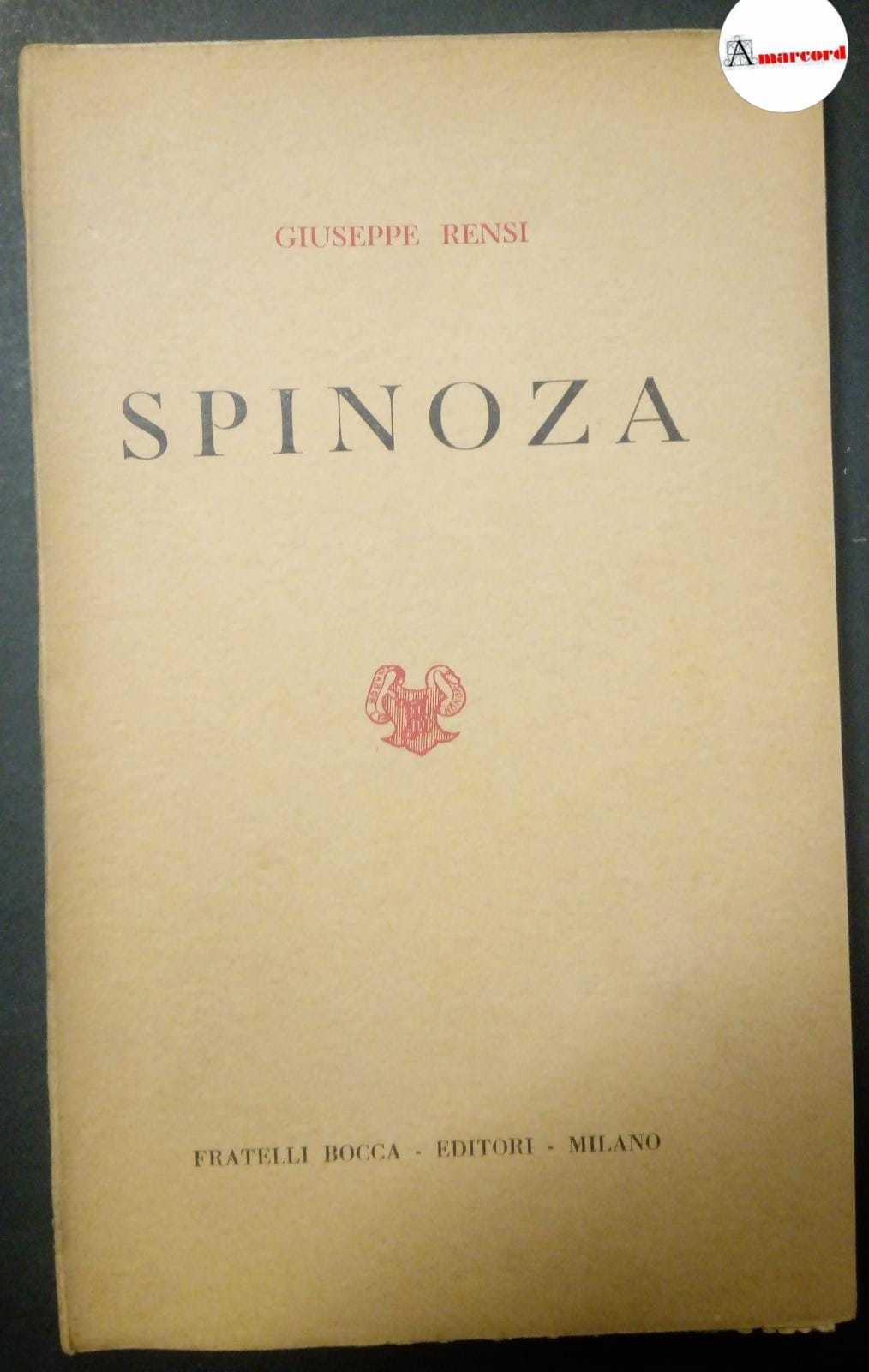 Rensi Giuseppe, Spinoza, Bocca, s.d