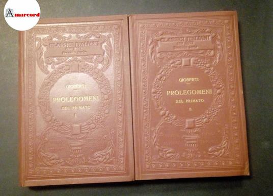 Gioberti Vincenzo, Prolegomeni del Primato (2 voll.), Utet, 1926 - Vincenzo Gioberti - copertina