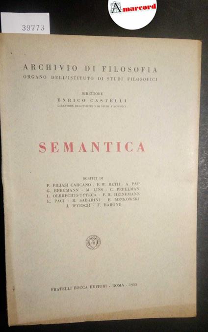 AA. VV., Semantica, Bocca, 1955 - copertina