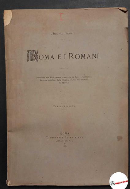 Gabelli Aristide, Roma e i romani, Tipografia elzeviriana, 1883 - Aristide Gabelli - copertina