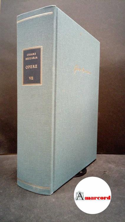 Cesare Beccaria. Opere VII Mediobanca. 1990. Con cofanetto - copertina