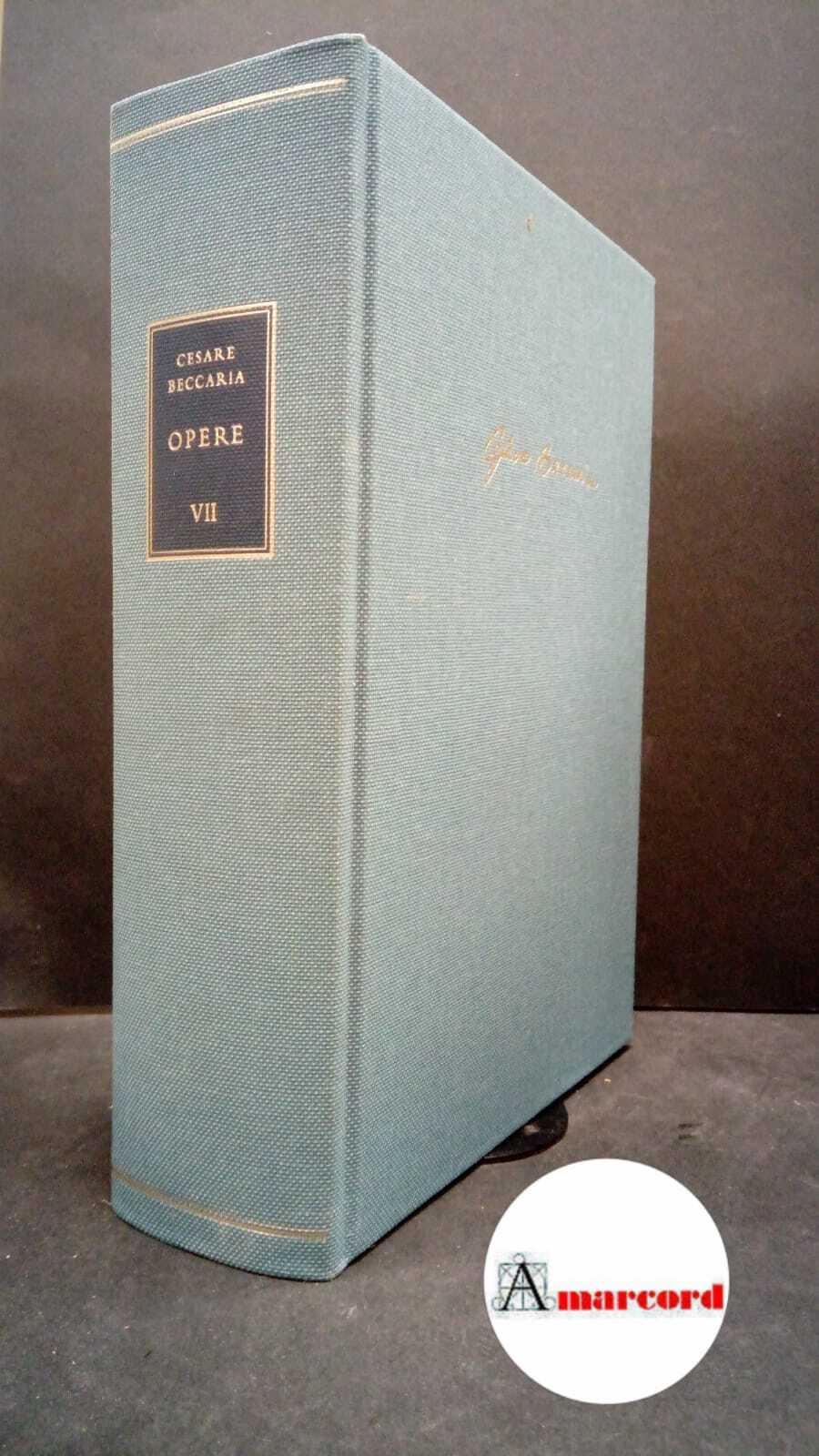 Cesare Beccaria. Opere VII Mediobanca. 1990. Con cofanetto