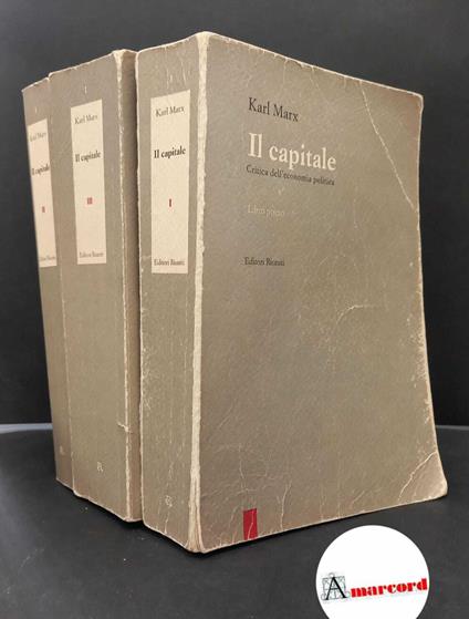 Karl Marx. Il capitale, 3 volumi. Editori Riuniti, 1994 - Karl Marx - copertina