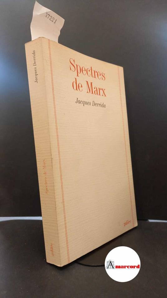 Spectres de Marx - Jacques Derrida - copertina