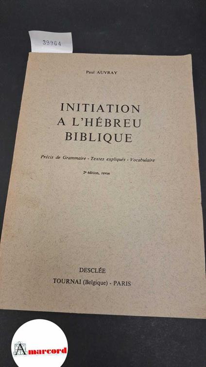 Initiation a l'hebreu biblique - copertina