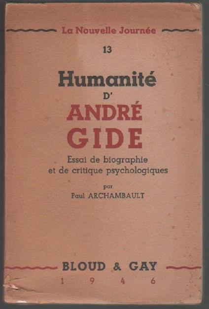 Humanité d'André Gide. P. Archambault - copertina