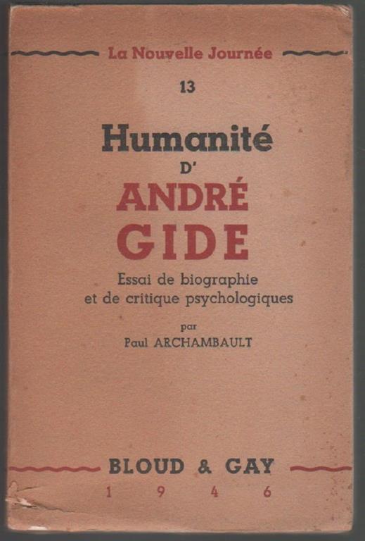 Humanité d'André Gide. P. Archambault - copertina