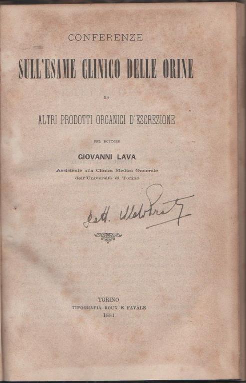 Conferenze sull'esame clinico delle orine. Giovanni Lava - copertina