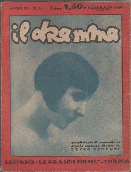Il Dramma n° 35. 1 febbraio 1928. Editrice le grandi firme. Torino - copertina