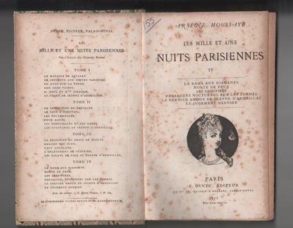 Houssaye, Arsene. Les mille et une nuits parisiennes 4 voll.. Dentu. Parigi - copertina