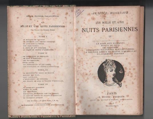 Houssaye, Arsene. Les mille et une nuits parisiennes 4 voll.. Dentu. Parigi - copertina
