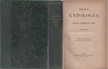 La Nuova Antologia di Scienza, Lettere ed Arti. vol. XXXV della raccolta vol. LXV. 1882 - copertina