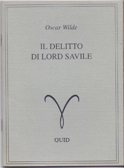Il delitto di Lord Savile - Oscar Wilde - copertina