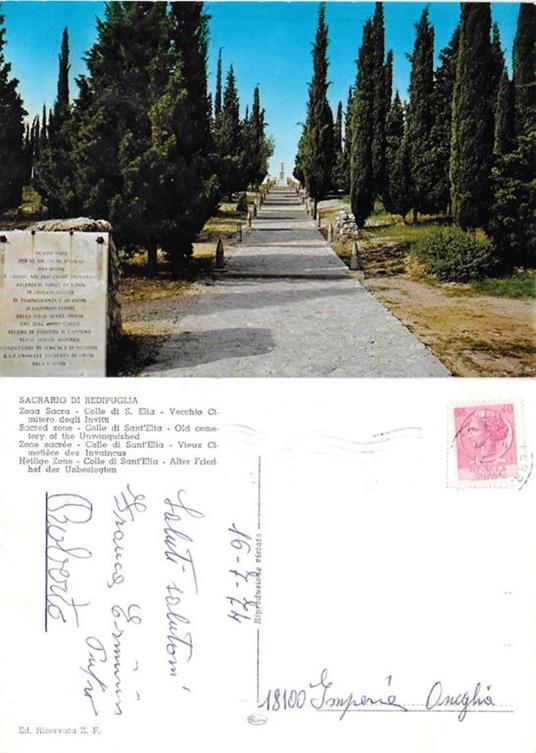 Sacrario di Redipuglia. Colle di S. Elia. Vecchio Cimitero degli Invitti. Viaggiata 1974 - copertina