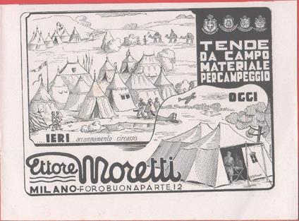 Moretti. Tenda da campo, materiale da campeggio. Pubblicita 1942 - copertina
