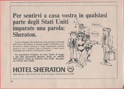 Hotel Sheraton. Pubblicità 1970 - copertina