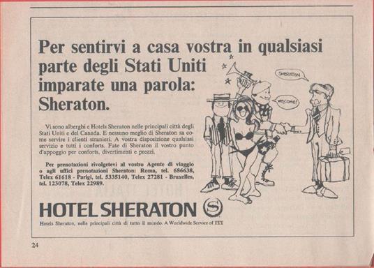 Hotel Sheraton. Pubblicità 1970 - copertina