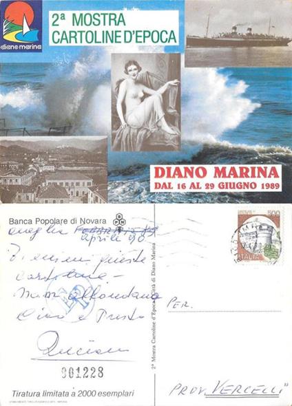 2a Mostra cartoline d'epoca. Diano Marina 1989. Viaggiata 1989. Numerata - copertina