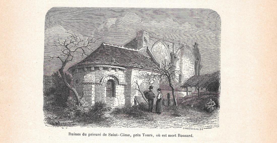 Ruines du priure de Saint Come, pres Tours, ou est mort Ronsard. Stampa 1888