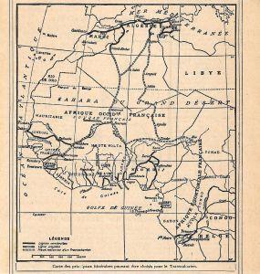 Carte des principaux itineraires Transsahrien. Stampa 1930 - copertina