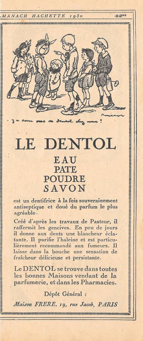 Le Dentol. Eau, pate, poudre, savon. Pubblicita 1930