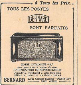 Tous les postes Bernard sont parfait. Pubblicita 1930 - copertina