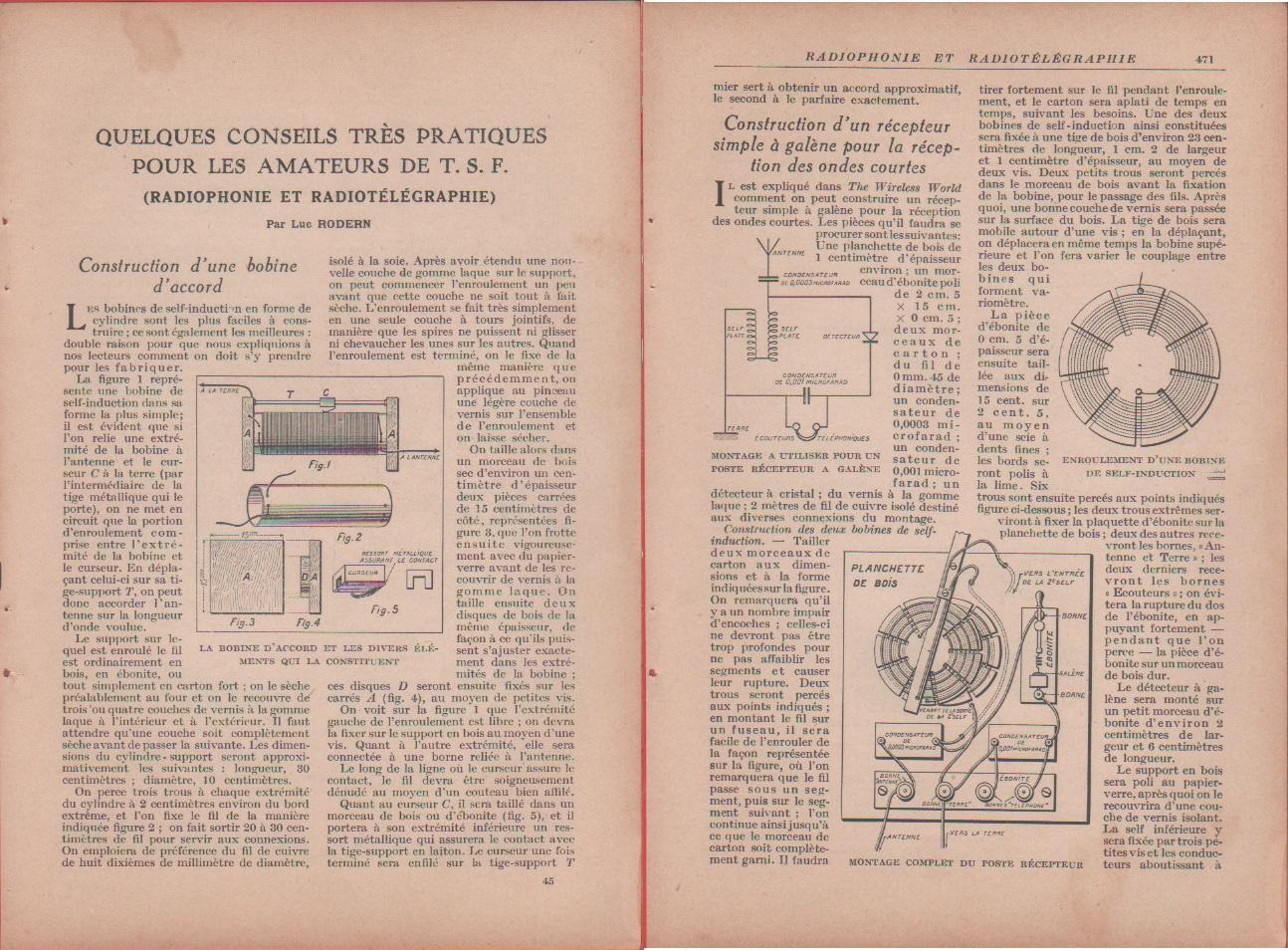 Quelques conseils tres pratique pour les amateurs de TSF. Estratto 1923