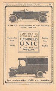 Automobiles Unic, Puteaux. Pubblicita 1923 - copertina