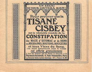 Tisane Cisbey. Pubblicita 1923 - copertina