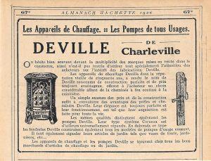 Deville de Charleville. Appareils de chauffage pompes de tous usages. . Pubblicita 1926 - copertina