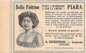 Belle poitrine par la creme Piara. A.Eichenberg. Lausanne. Pubblicita 1926 - copertina
