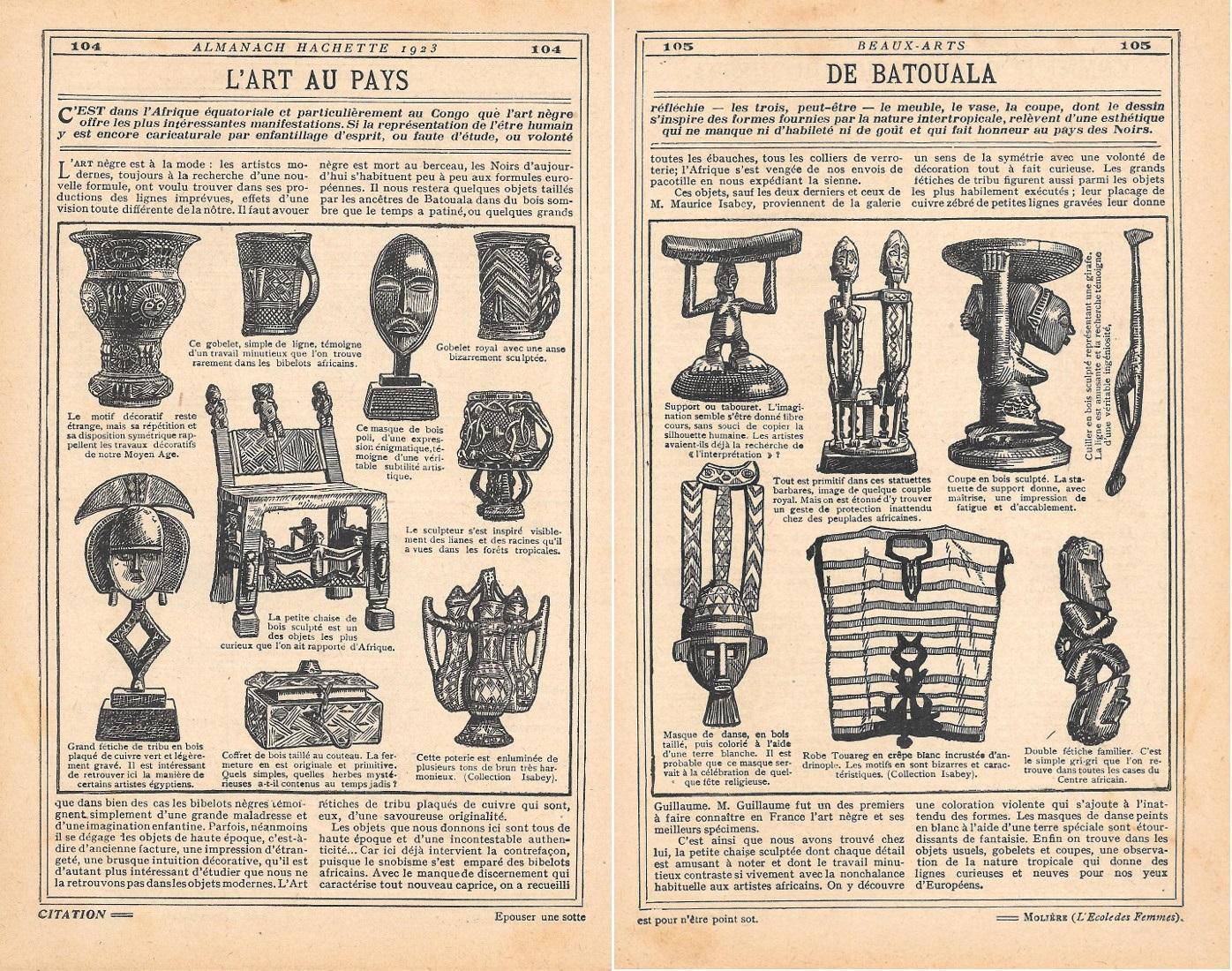 L' art au pays de Batoula. Stampa 1923, doppia pagina