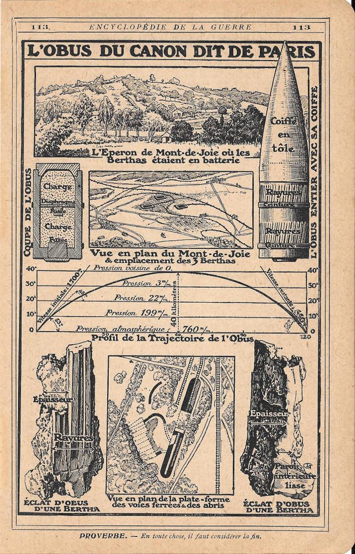 L' obus du canon dit de Paris. Stampa 1919