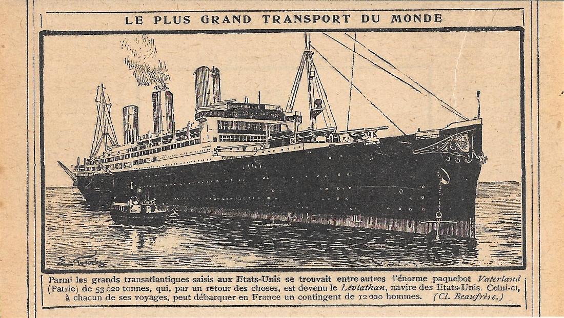 Le plus grand transport du Monde. Vaterland (Patrie). Stampa 1919