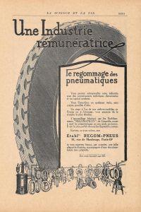 Regommage des pneumatiques. Regom-Pneus, Paris. Pubblicita 1926 - copertina