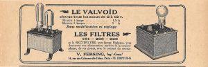 Le valvolid, les filtrea. V. fersing, ing.r-const.r, Paris. Pubblicita 1926 - copertina